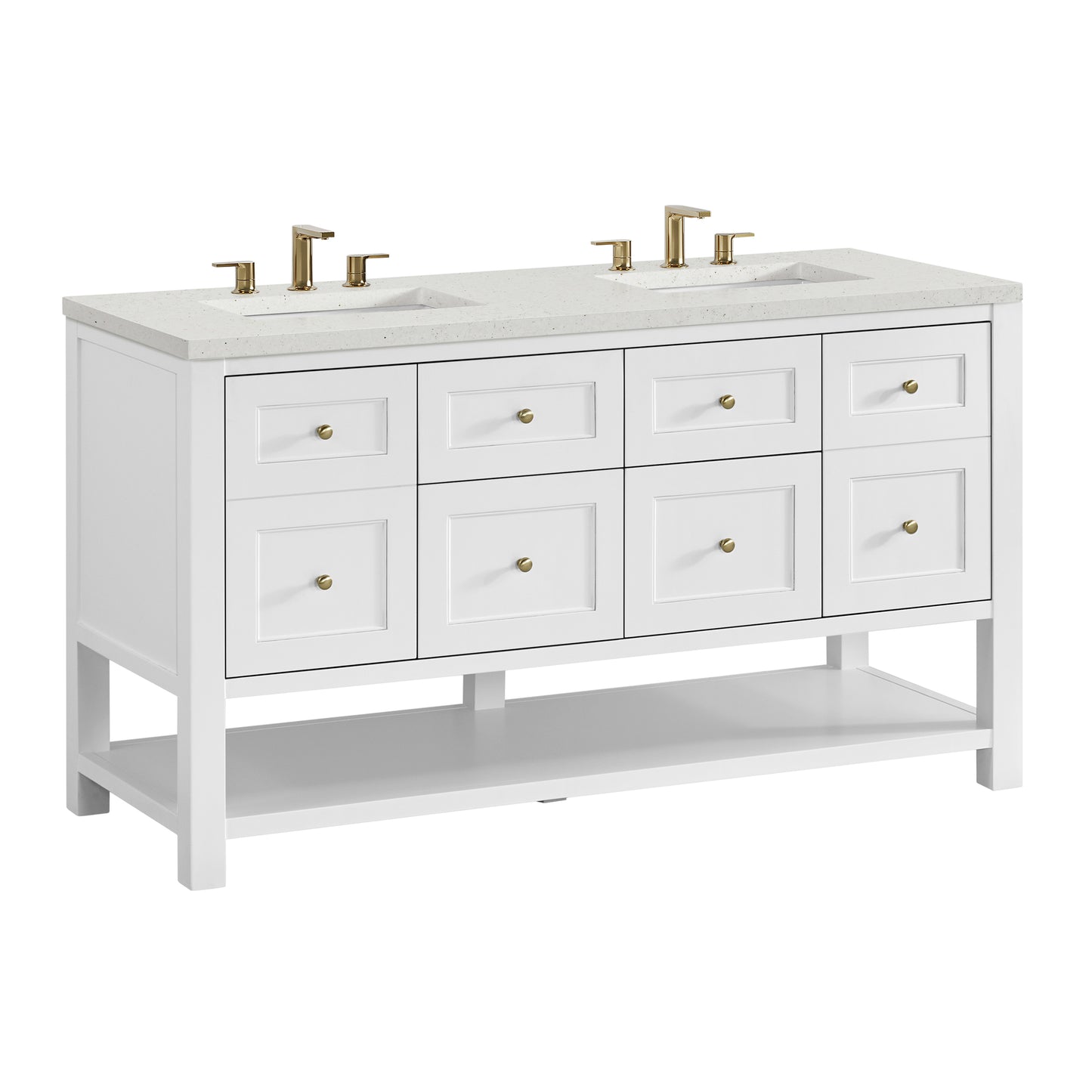 Breckenridge 60" Double Vanity, Bright White, w/ 3 CM Lime Delight Quartz Top