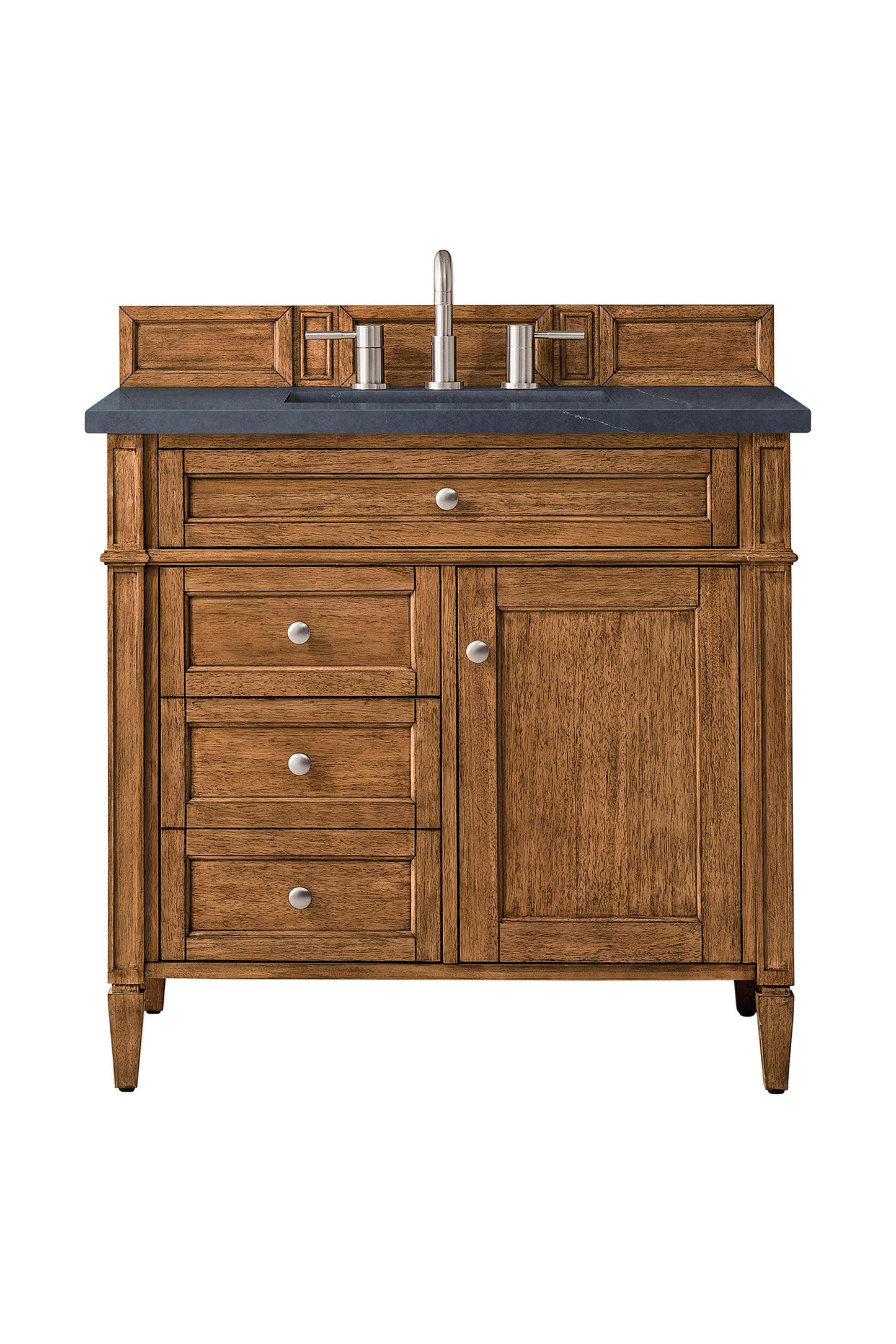 Brittany 36" Single Vanity, Saddle Brown w/ 3 CM Charcoal Soapstone Silestone Top