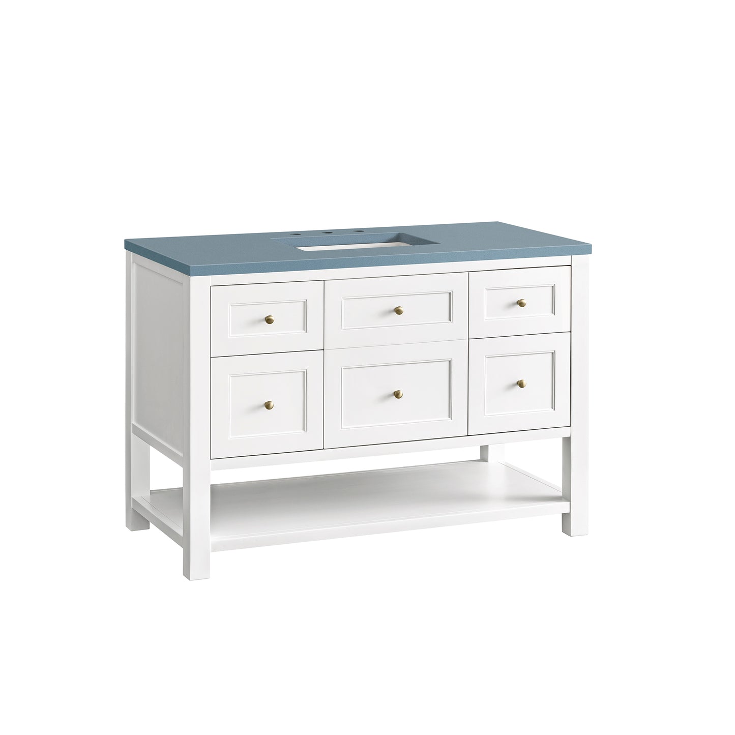 Breckenridge 48" Single Vanity, Bright White w/ 3 CM Cala Blue Top