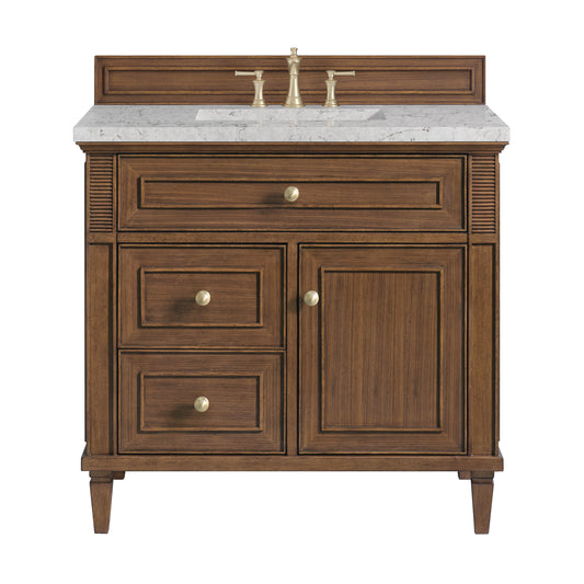Lorelai 36" Single Vanity, Mid-Century Walnut w/ 3 CM Eternal Jasmine Pearl Silestone Top