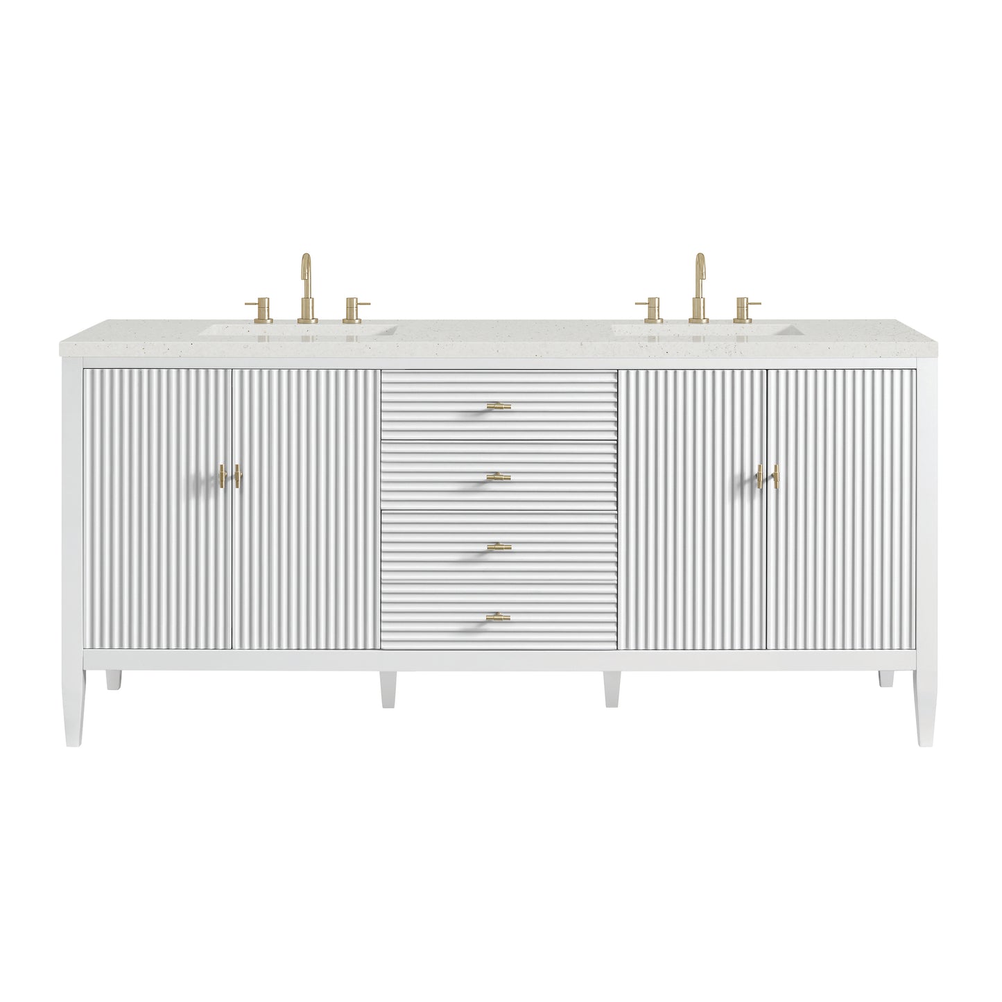 Myrrin 72" Double Vanity, Bright White w/ 3 CM Lime Delight Silestone Top