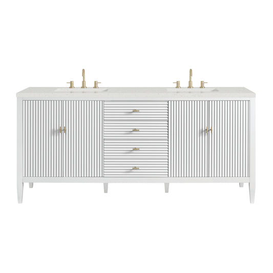 Myrrin 72" Double Vanity, Bright White w/ 3 CM Lime Delight Silestone Top