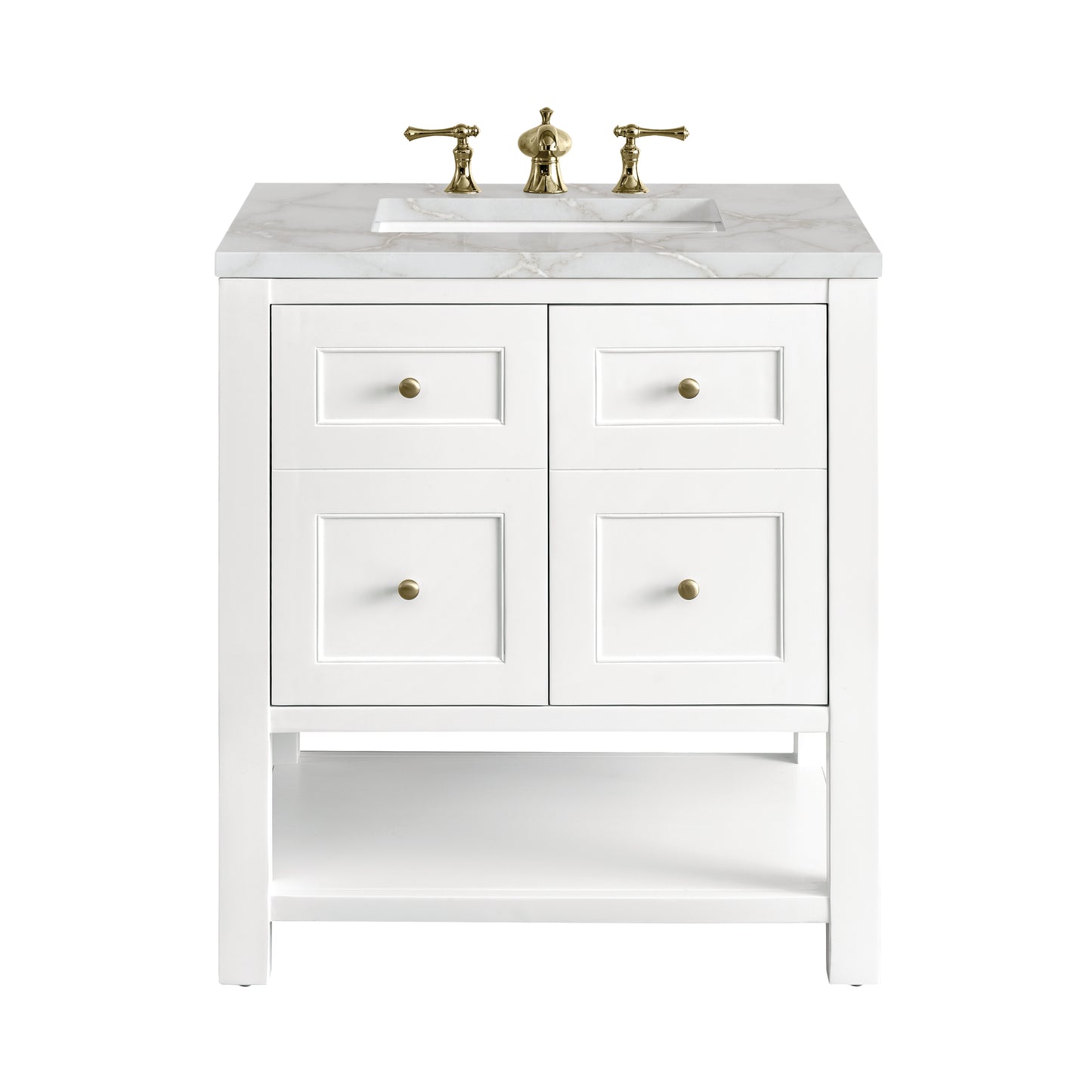Breckenridge 30" Single Vanity, Bright White w/ 3 CM Victorian Silver Top