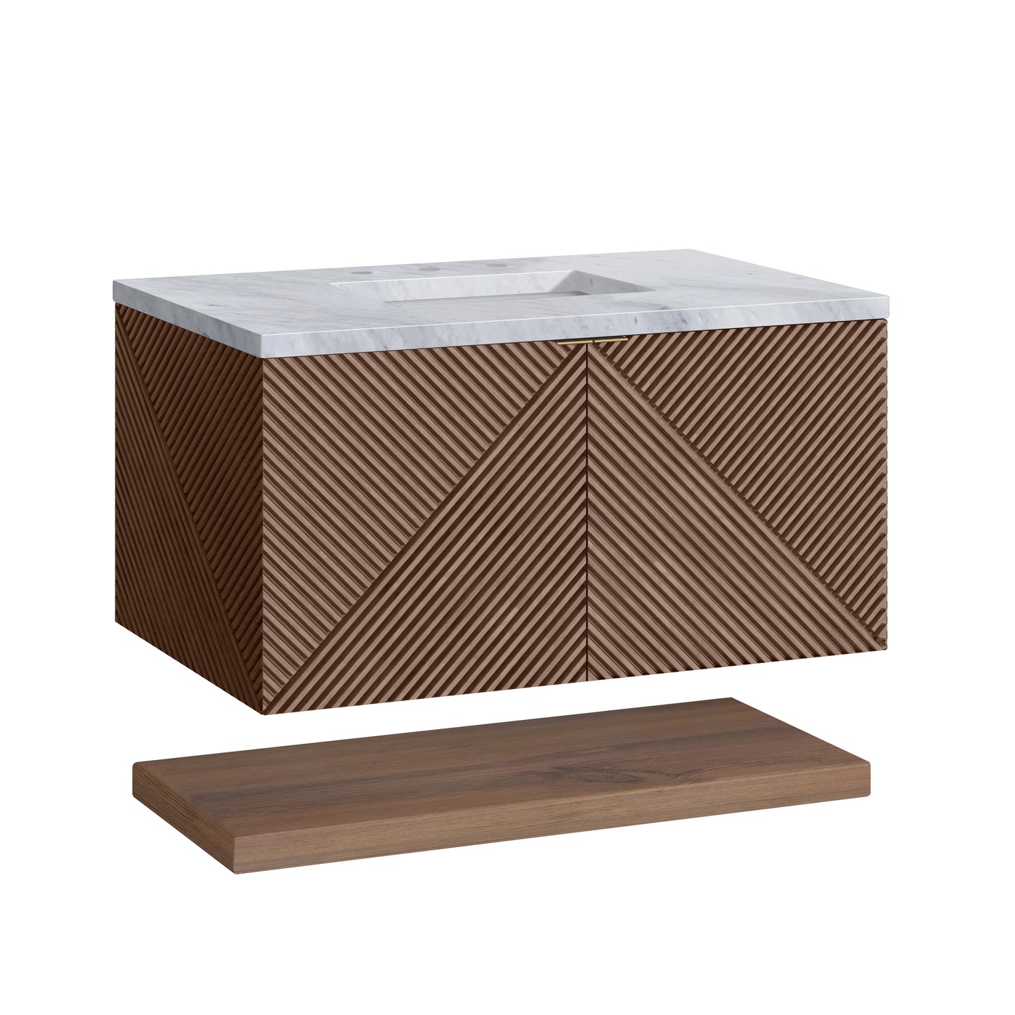 Marcello 36" Single Vanity, Chestnut w/ 3 CM Carrara Marble Top