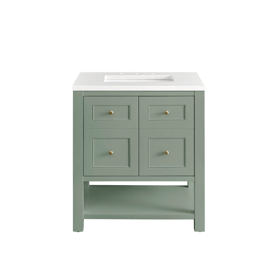 Breckenridge 30" Single Vanity, Smokey Celadon w/ 3 CM White Zeus Top