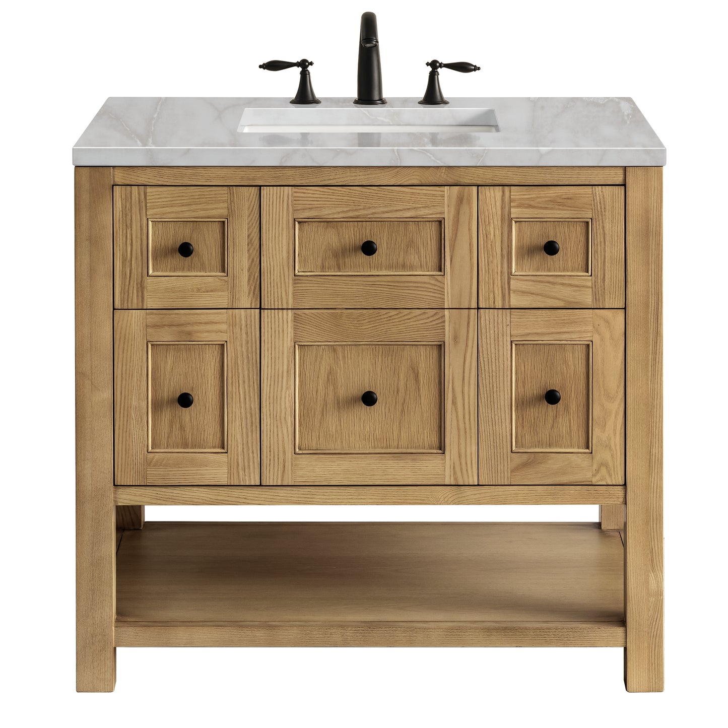 Breckenridge 36" Single Vanity, Light Natural Oak w/ 3 CM Victorian Silver Top