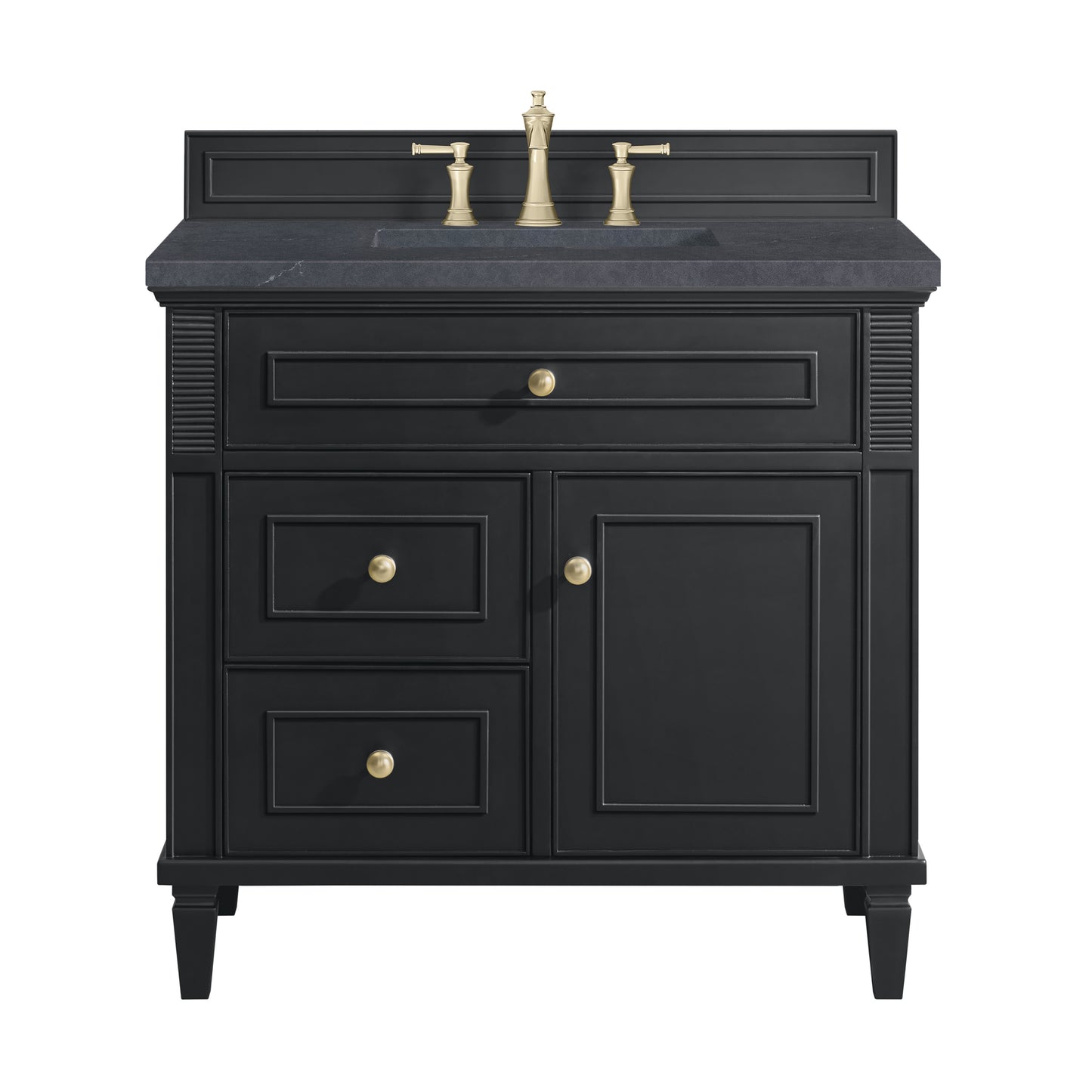 Lorelai 36" Single Vanity, Black Onyx w/ 3 CM Charcoal Soapstone Silestone Top
