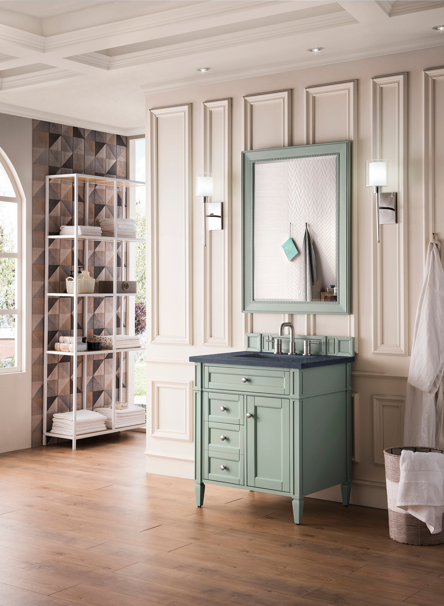 Brittany 30" Single Vanity, Sage Green, w/ 3 CM Charcoal Soapstone Silestone Top