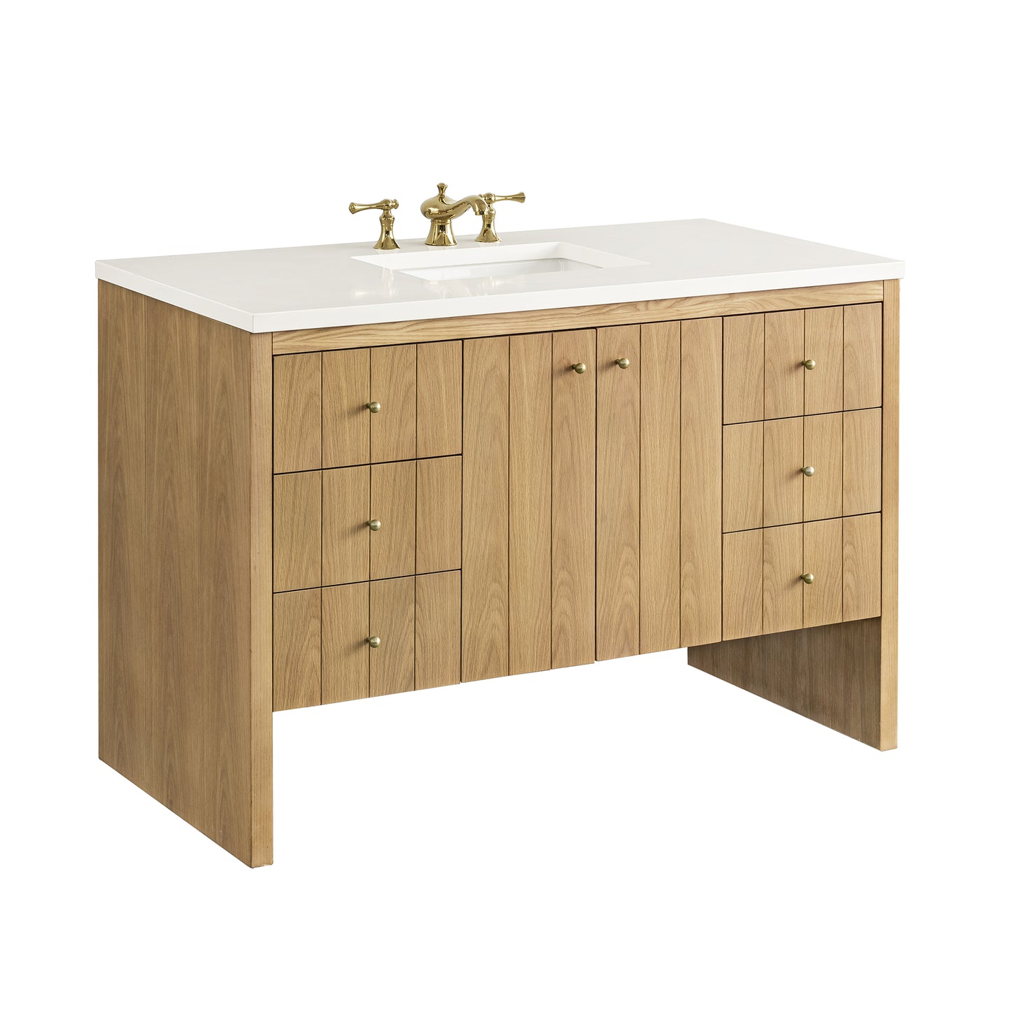 Hudson 48" Single Vanity, Light Natural Oak w/ 3 CM White Zeus Top