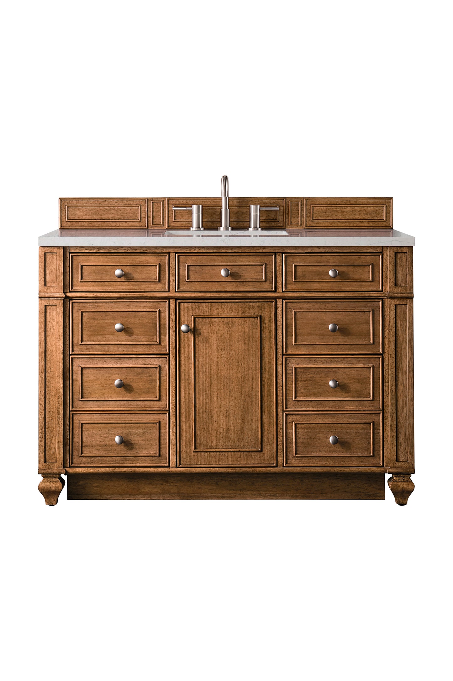 Bristol 48" Single Vanity, Saddle Brown w/ 3 CM Eternal Jasmine Pearl Silestone Top