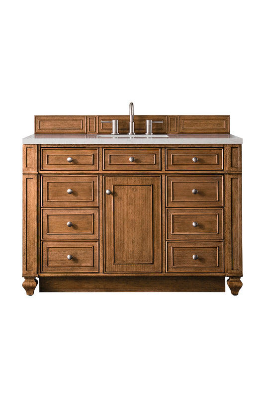 Bristol 48" Single Vanity, Saddle Brown w/ 3 CM Eternal Jasmine Pearl Silestone Top