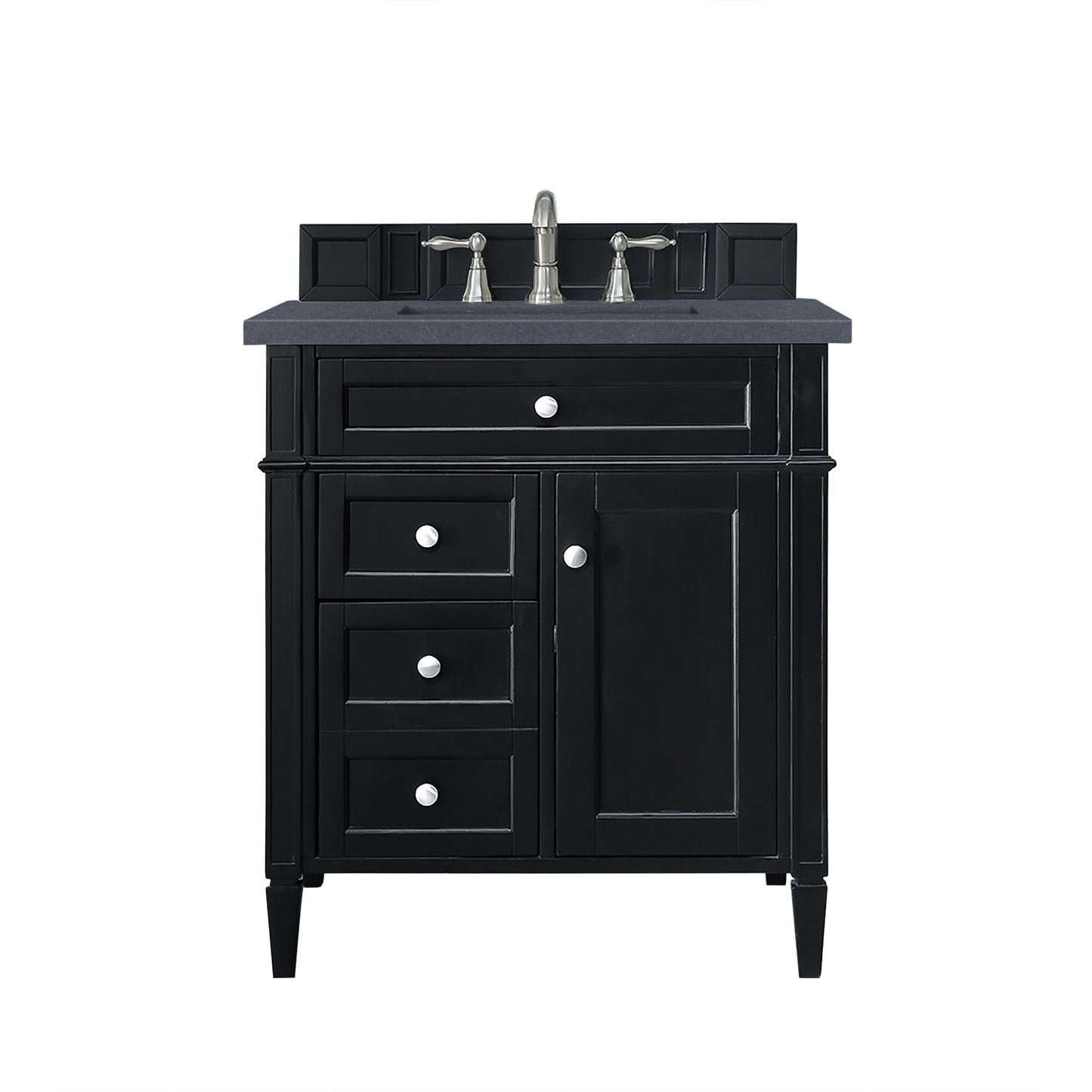 Brittany 30" Single Vanity, Black Onyx, w/ 3 CM Charcoal Soapstone Silestone Top