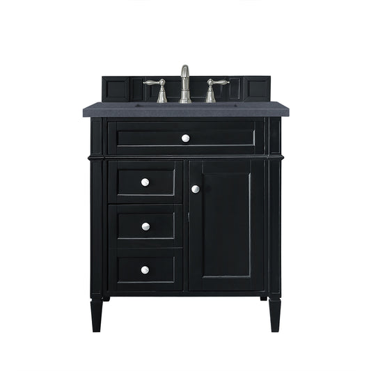 Brittany 30" Single Vanity, Black Onyx, w/ 3 CM Charcoal Soapstone Silestone Top
