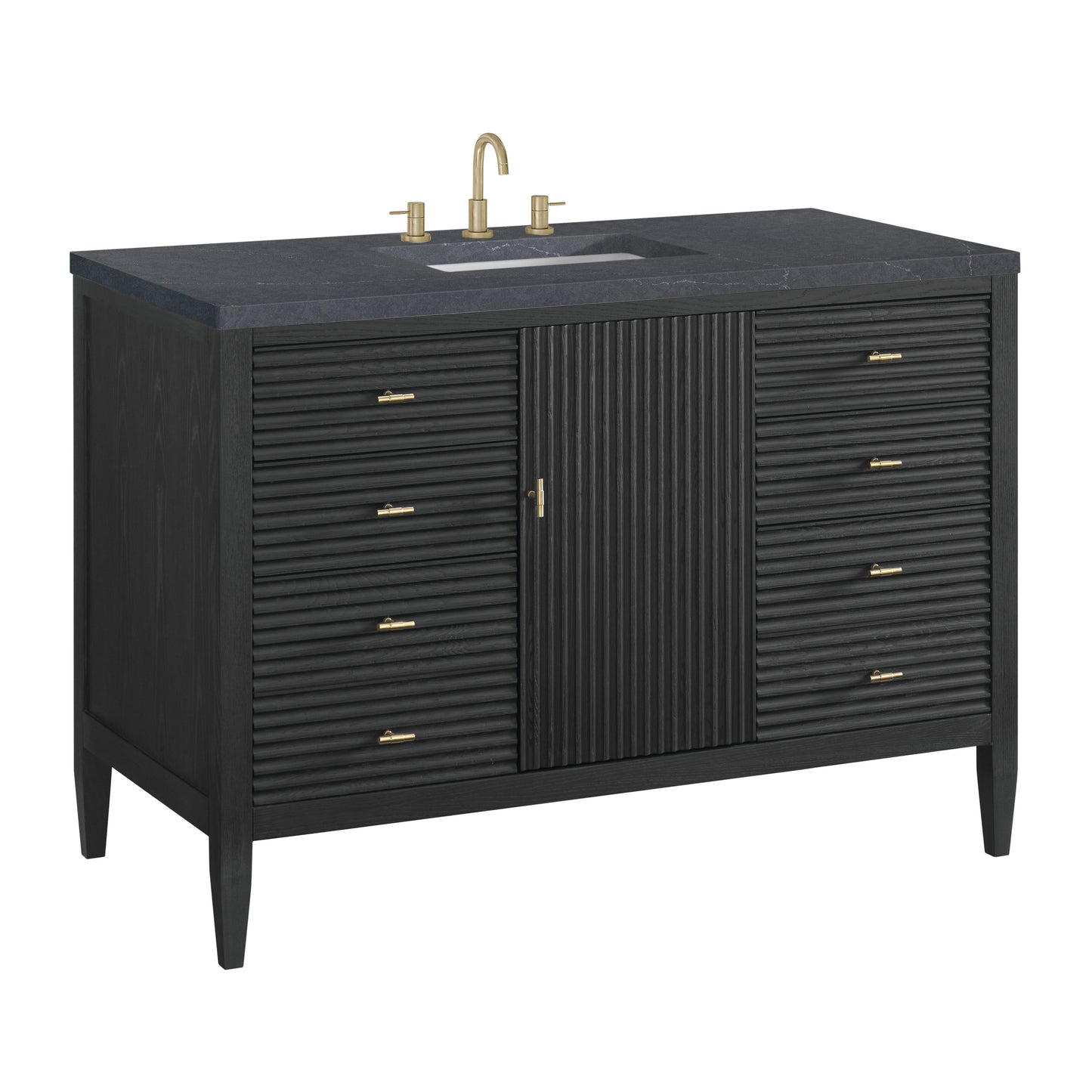 Myrrin 48" Vanity, Carbon Oak w/ 3 CM Charcoal Soapstone Silestone Top