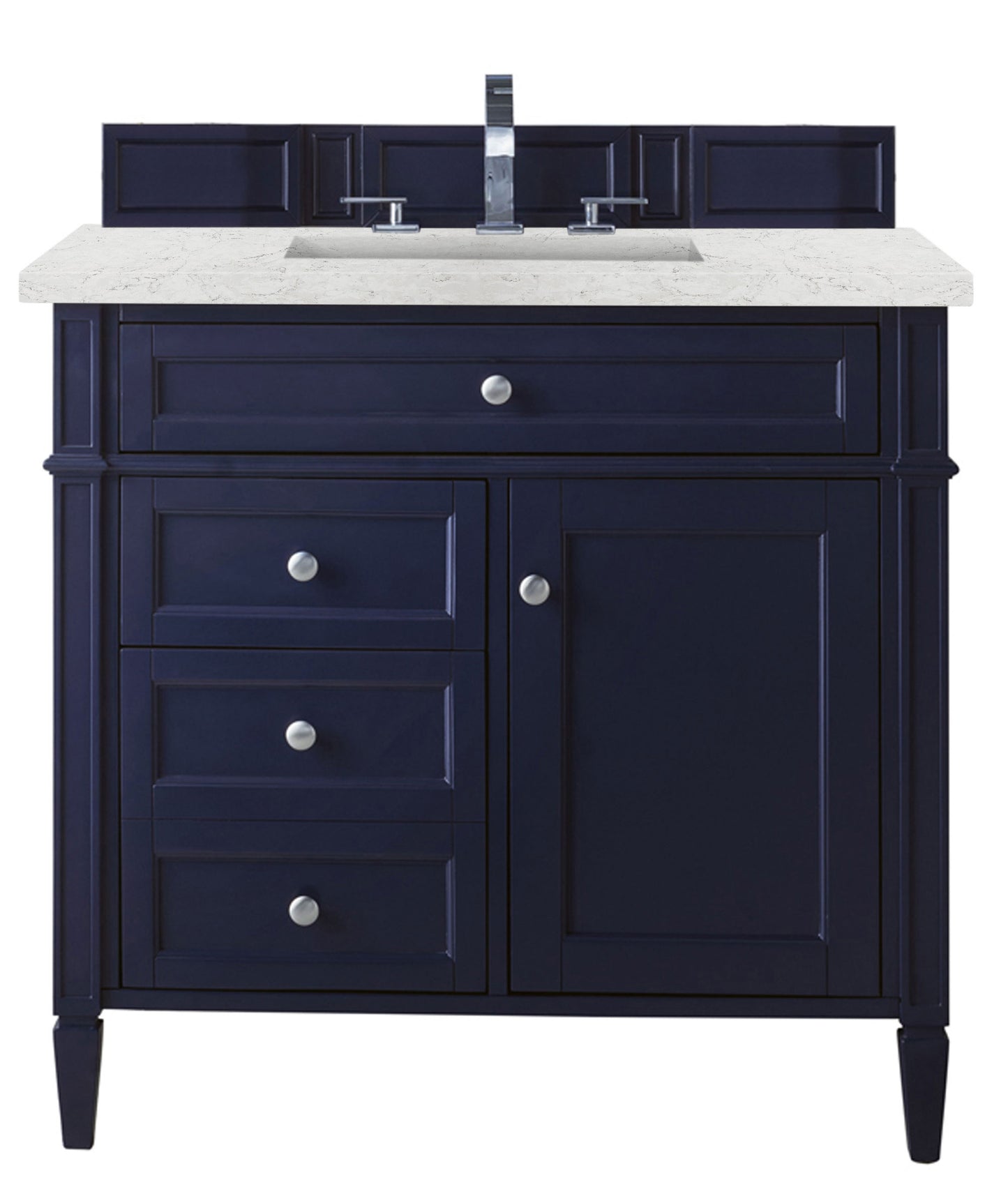 Brittany 36" Single Vanity, Victory Blue w/ 3 CM Eternal Jasmine Pearl Silestone Top