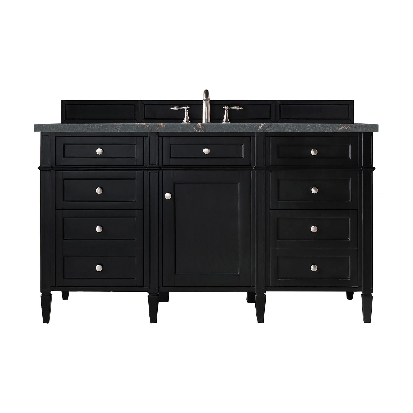 Brittany 60" Single Vanity, Black Onyx w/ 3 CM Parisien Bleu Silestone Top