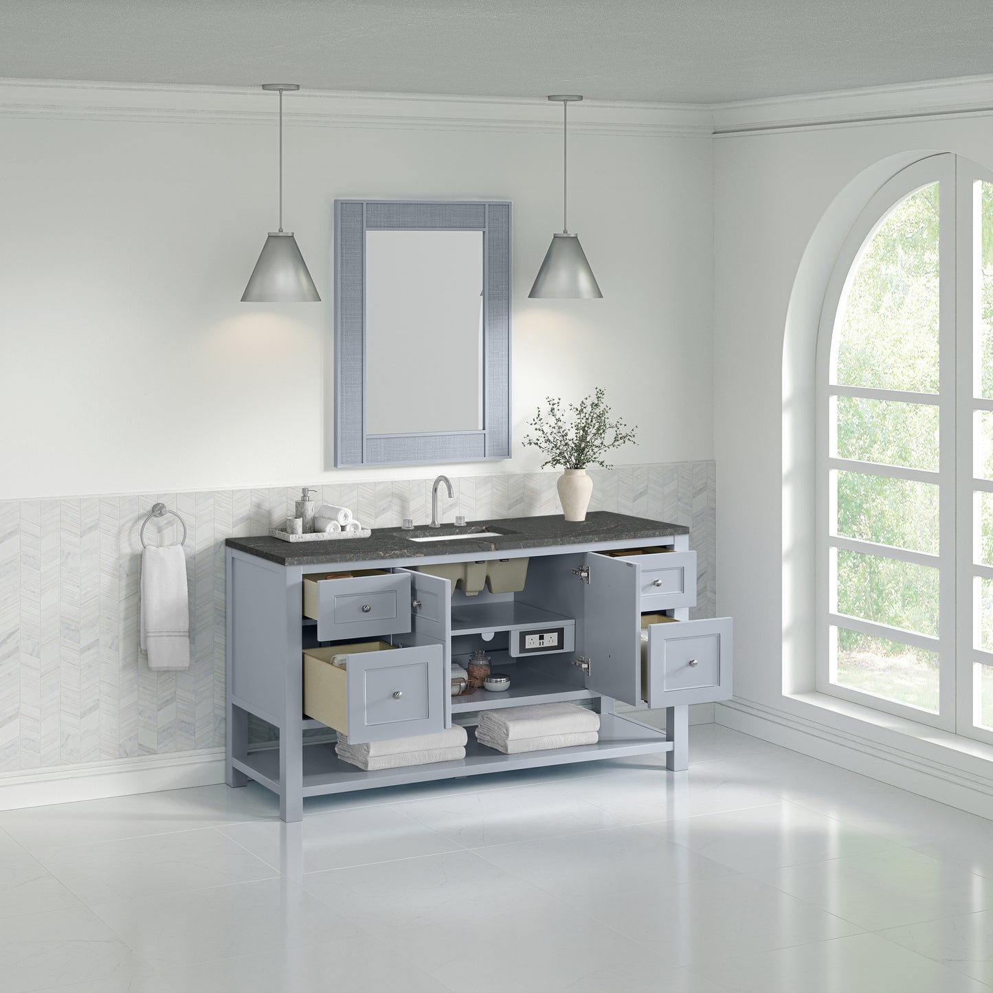 Breckenridge 60" Single Vanity, Serenity Blue w/ 3 CM Parisien Bleu Top