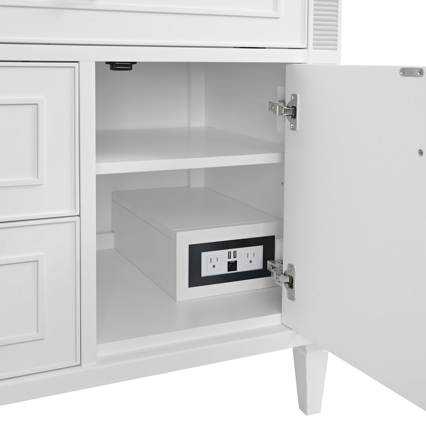 Lorelai 36" Single Vanity, Bright White w/ 3 CM Eternal Jasmine Pearl Silestone Top