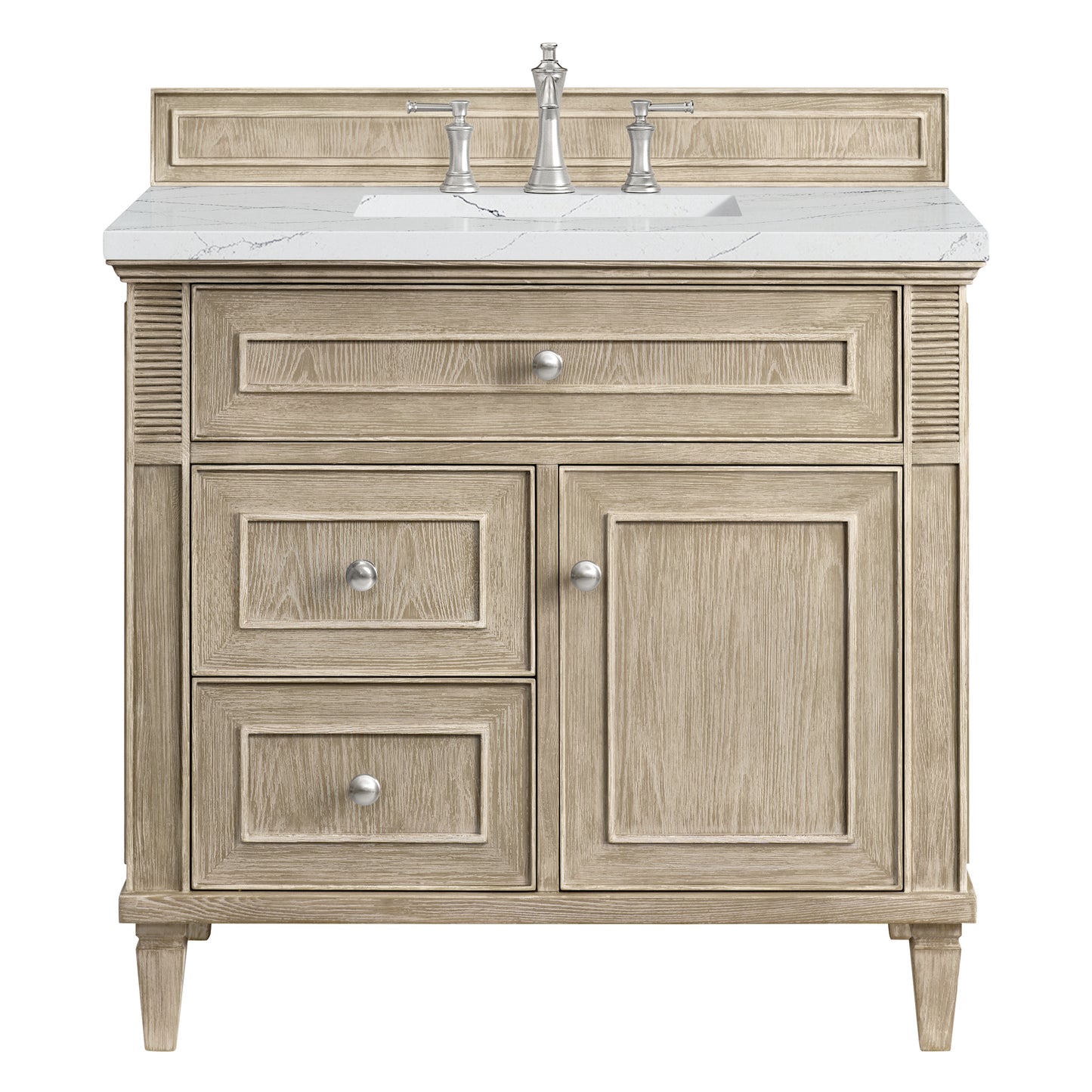 Lorelai 36" Single Vanity, Whitewashed Oak w/ 3 CM Ethereal Noctis Silestone Top