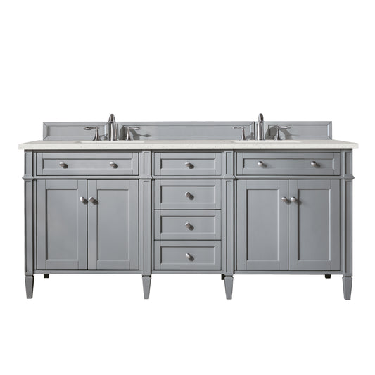 Brittany 72" Double Vanity, Urban Gray w/ 3 CM Lime Delight Silestone Top
