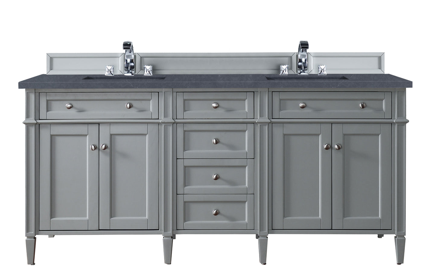 Brittany 72" Double Vanity, Urban Gray w/ 3 CM Charcoal Soapstone Silestone Top