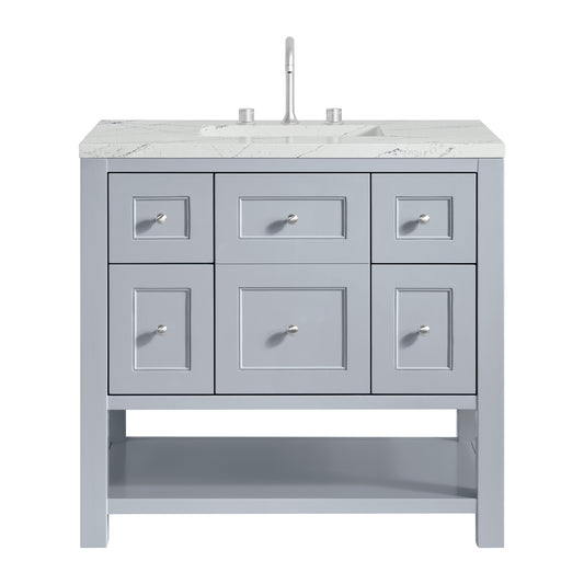 Breckenridge 36" Single Vanity, Serenity Blue, w/ 3 CM Ethereal Noctis Quartz Top