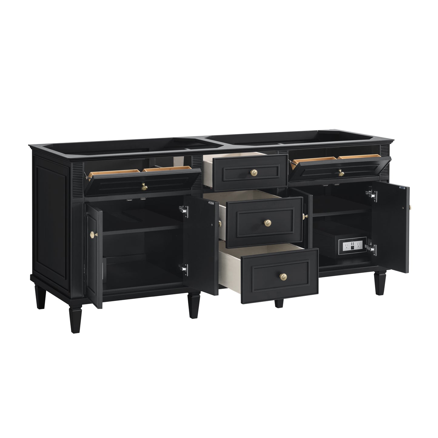 Lorelai 72" Double Vanity, Black Onyx w/ 3 CM White Zeus Silestone Top