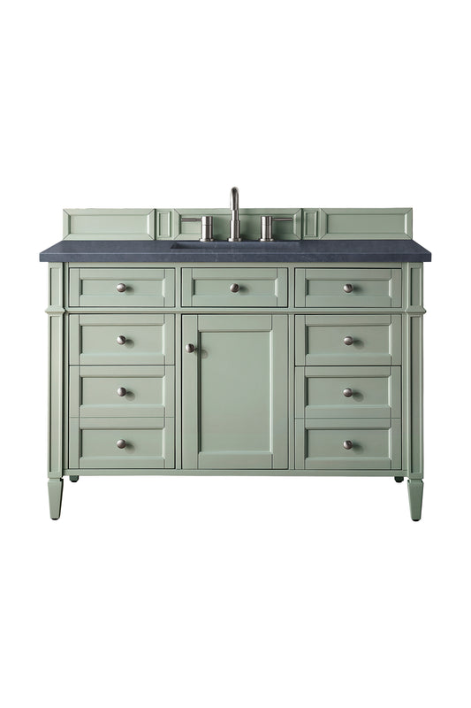 Brittany 48" Single Vanity, Sage Green w/ 3 CM Charcoal Soapstone Silestone Top
