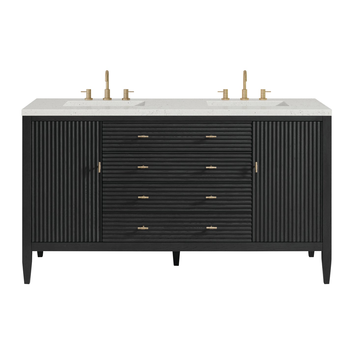 Myrrin 60" Double Vanity, Carbon Oak w/ 3 CM Lime Delight Silestone Top