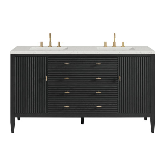 Myrrin 60" Double Vanity, Carbon Oak w/ 3 CM Lime Delight Silestone Top