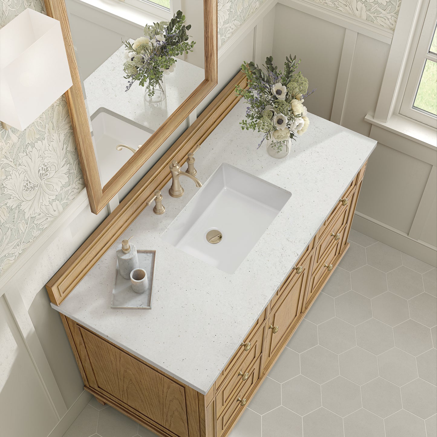 Lorelai 48" Single Vanity, Light Natural Oak w/ 3 CM Lime Delight Silestone Top
