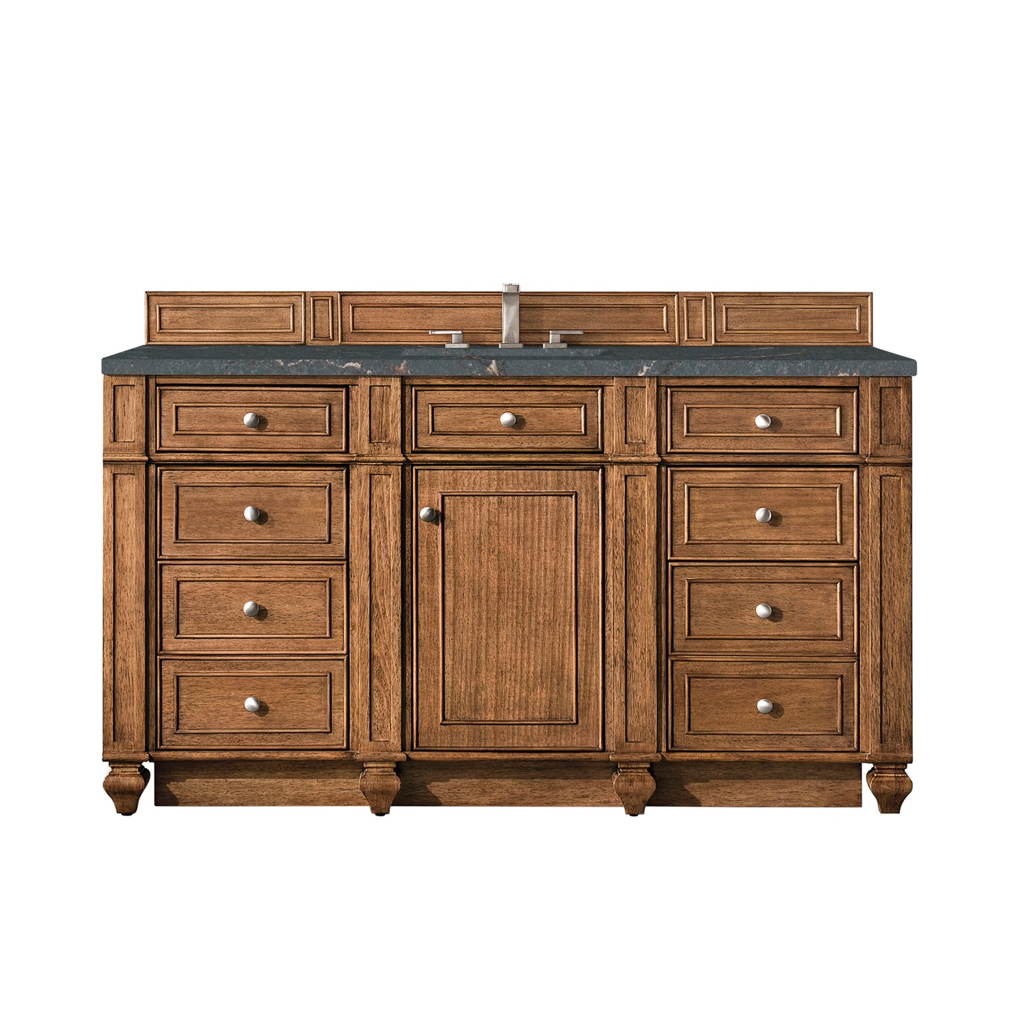 Bristol 60" Single Vanity, Saddle Brown w/ 3 CM Parisien Bleu Silestone Top