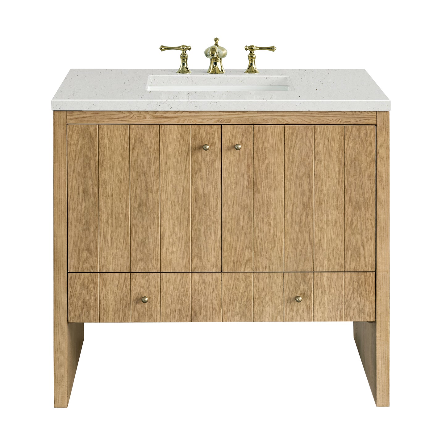 Hudson 36" Single Vanity, Light Natural Oak w/ 3 CM Lime Delight Top