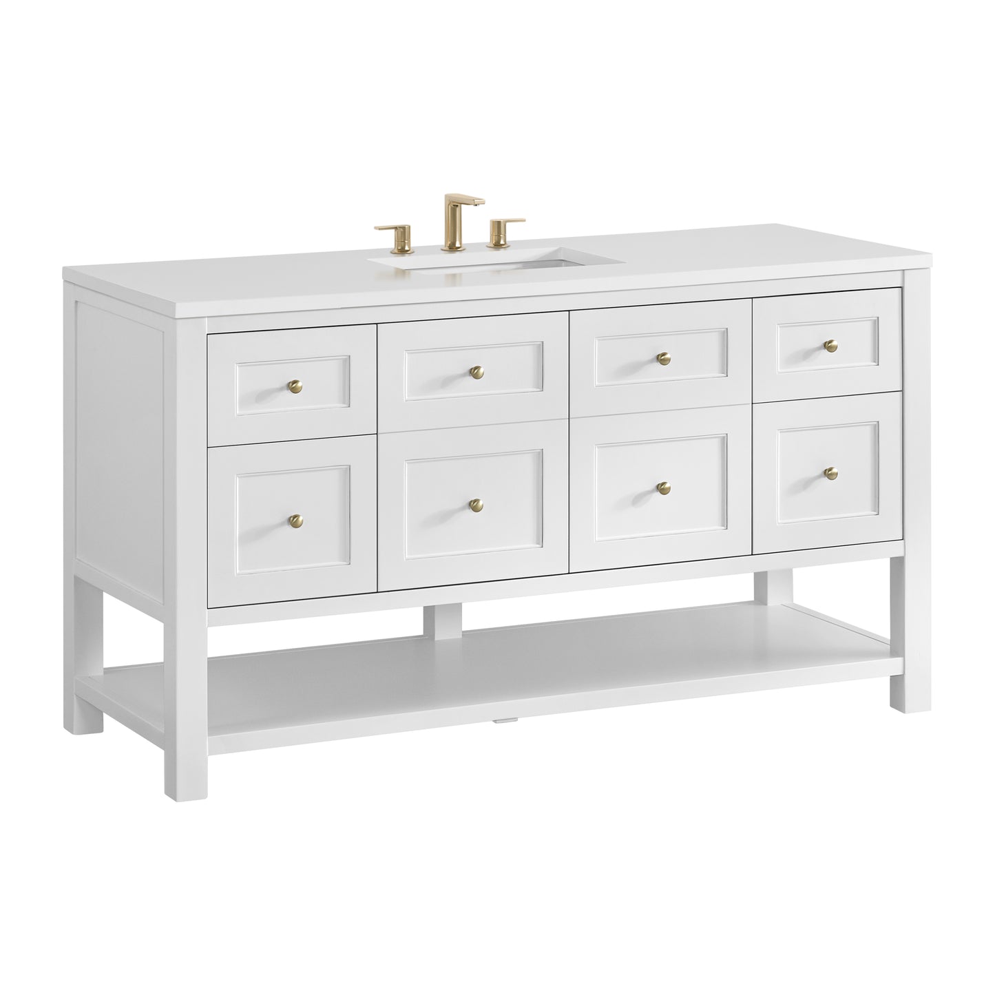 Breckenridge 60" Single Vanity, Bright White, w/ 3 CM White Zeus Quartz Top