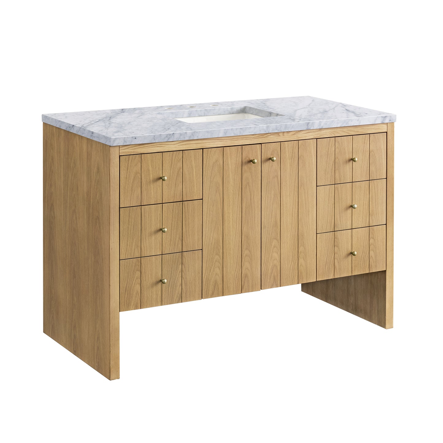 Hudson 48" Single Vanity, Light Natural Oak w/ 3 CM Carrara Marble Top