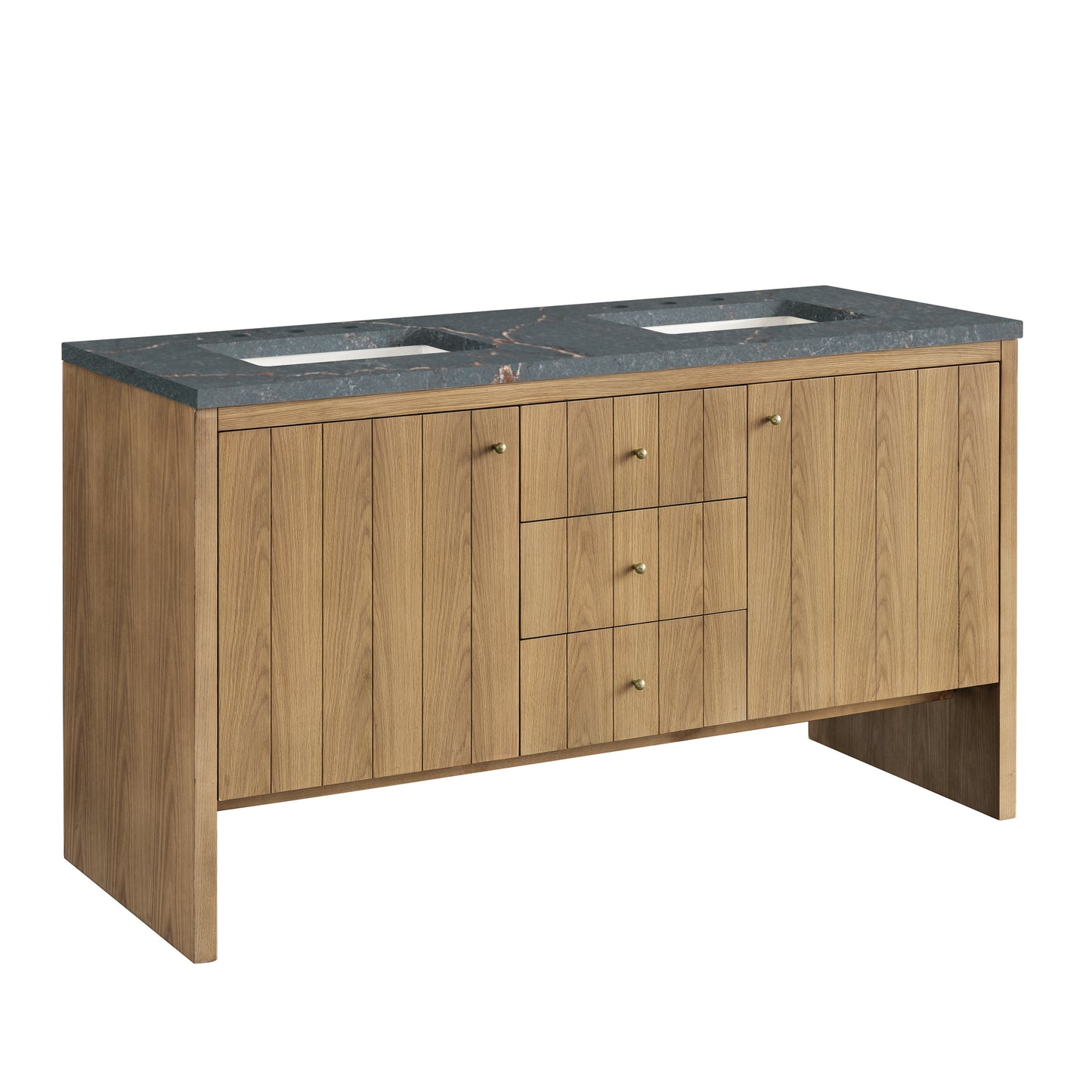 Hudson 60" Double Vanity, Light Natural Oak w/ 3 CM Parisien Bleu Top