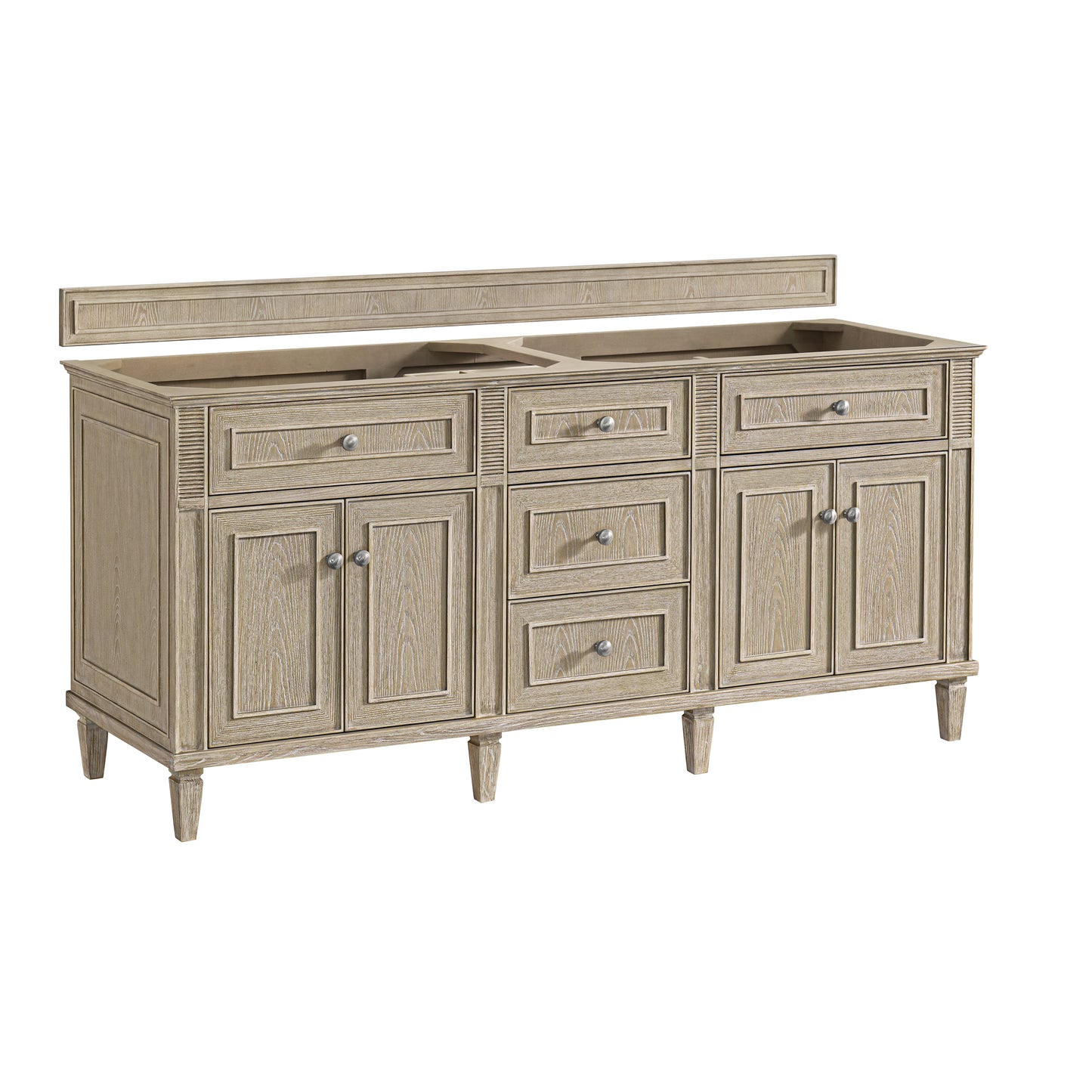 Lorelai 72" Double Vanity, Whitewashed Oak w/ 3 CM Carrara White Marble Top