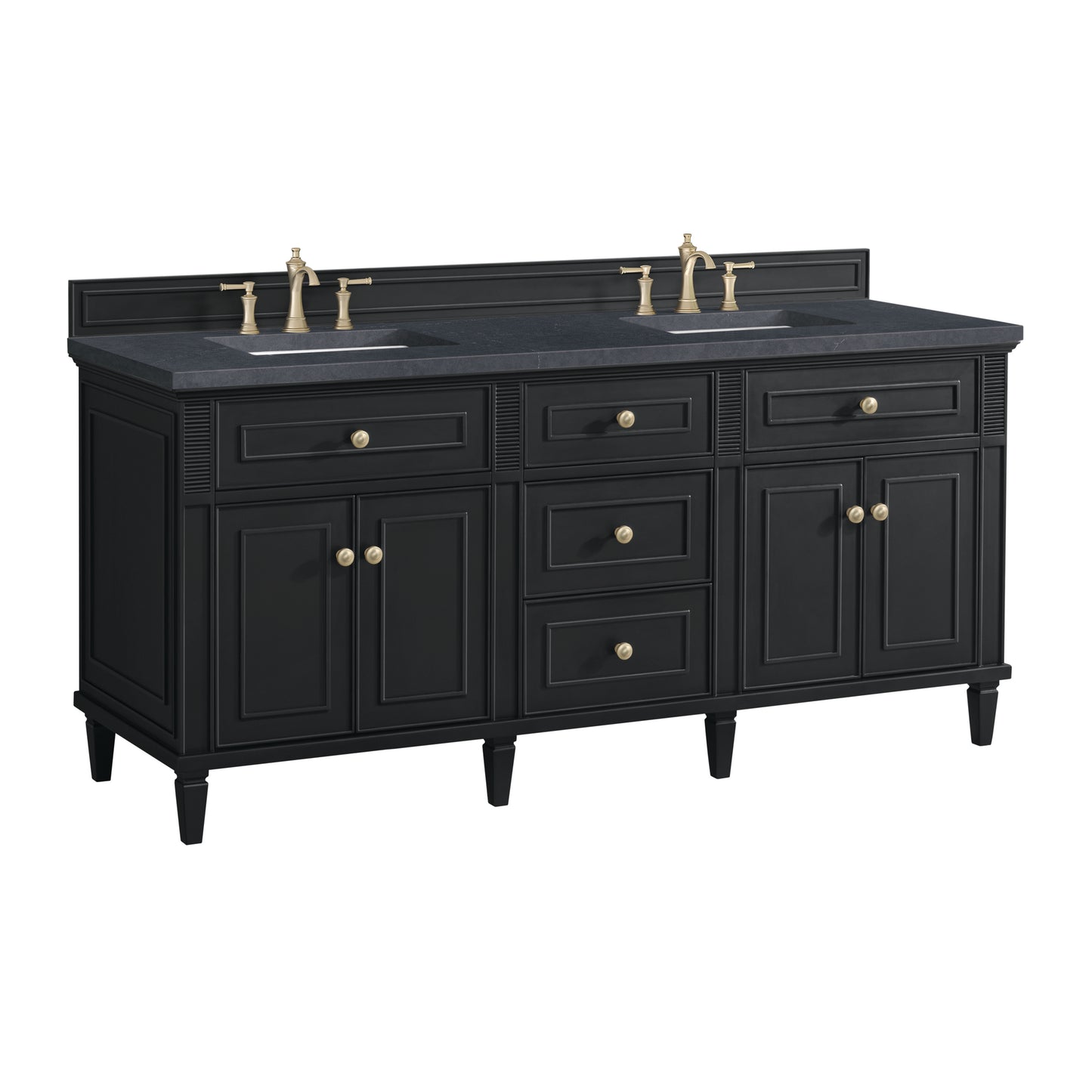 Lorelai 72" Double Vanity, Black Onyx w/ 3 CM Charcoal Soapstone Silestone Top