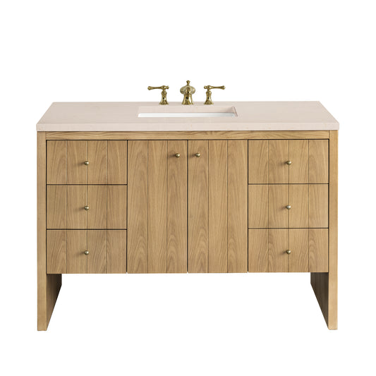 Hudson 48" Single Vanity, Light Natural Oak w/ 3 CM Eternal Marfil Top