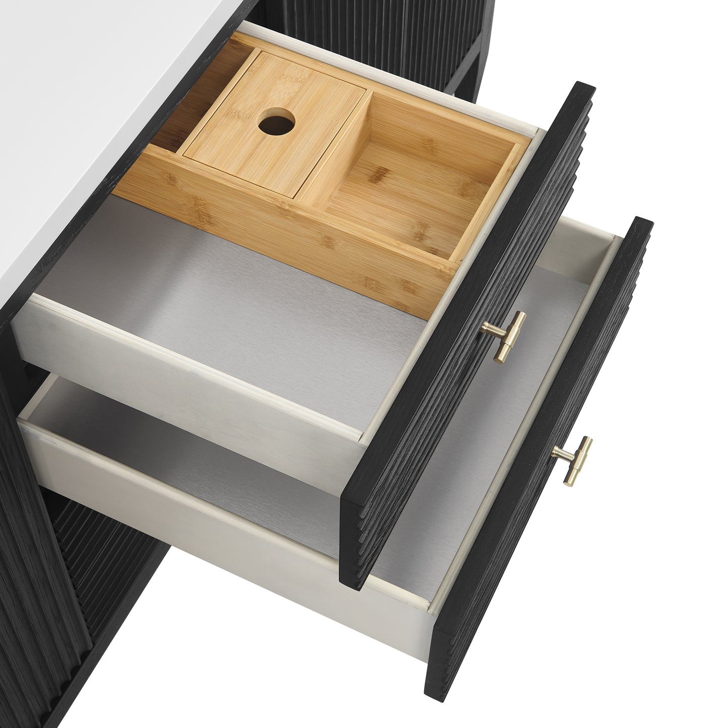 Myrrin 72" Double Vanity, Carbon Oak w/ 3 CM Charcoal Soapstone Silestone Top