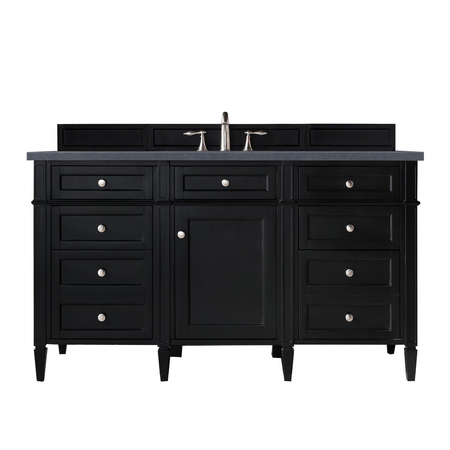 Brittany 60" Single Vanity, Black Onyx, w/ 3 CM Charcoal Soapstone Silestone Top