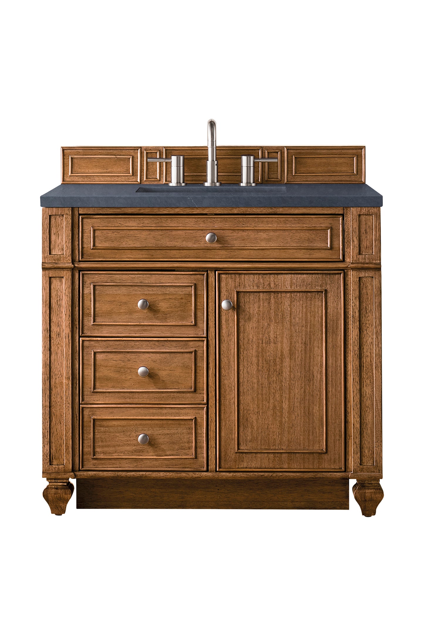 Bristol 36" Single Vanity, Saddle Brown w/ 3 CM Charcoal Soapstone Silestone Top