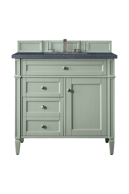 Brittany 36" Single Vanity, Sage Green w/ 3 CM Charcoal Soapstone Silestone Top