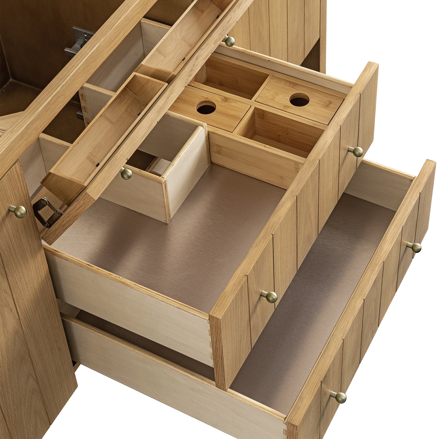 Hudson 60" Single Vanity, Light Natural Oak w/ 3 CM Victorian Silver Top w/ FreePower Wireless Charger