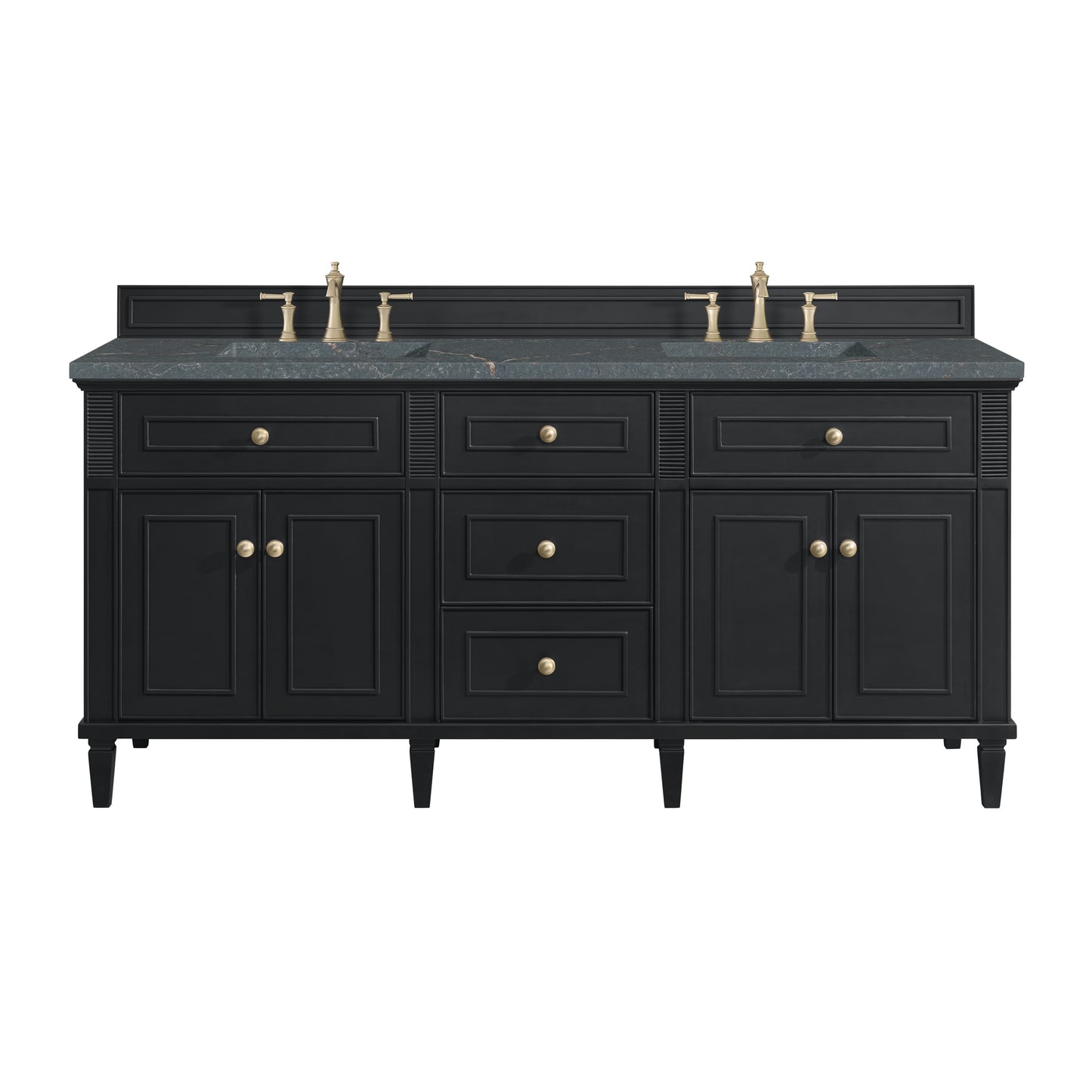 Lorelai 72" Double Vanity, Black Onyx w/ 3 CM Parisien Bleu Silestone Top