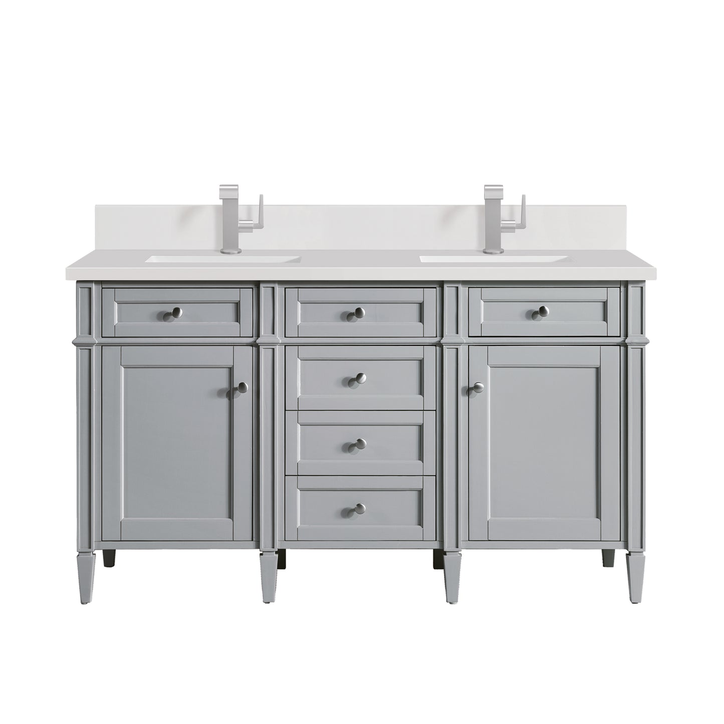 Brittany 60" Double Vanity, Urban Gray w/ Single Hole 3 CM White Zeus Silestone Top & Backsplash