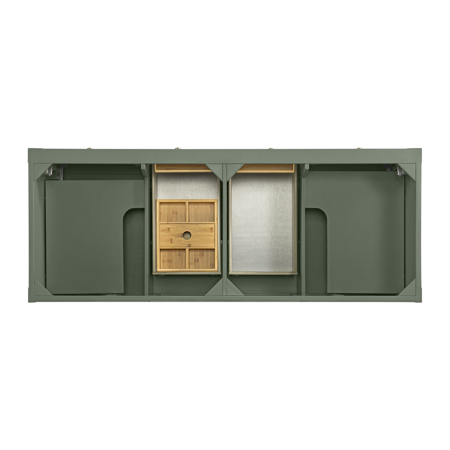 Breckenridge 60" Double Vanity, Smokey Celadon, w/ Single Hole 3 CM White Zeus Quartz Top & Backsplash