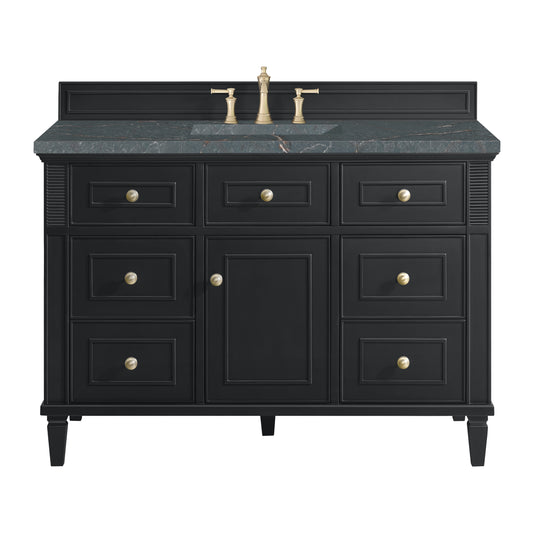 Lorelai 48" Single Vanity, Black Onyx w/ 3 CM Parisien Bleu Silestone Top