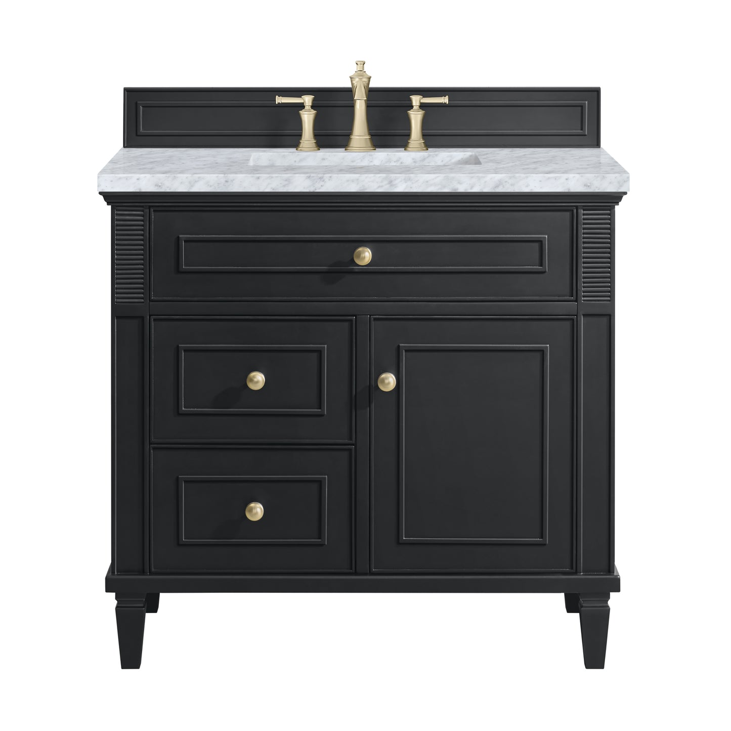 Lorelai 36" Single Vanity, Black Onyx w/ 3 CM Carrara White Marble Top