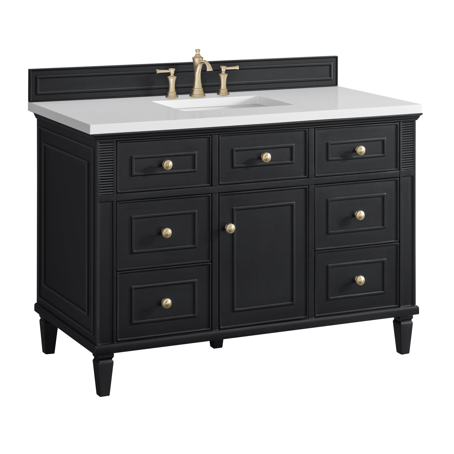 Lorelai 48" Single Vanity, Black Onyx w/ 3 CM White Zeus Silestone Top